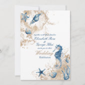 Ocean Sea Beach Seepferd Nautical Wedding Einladung (Vorderseite)