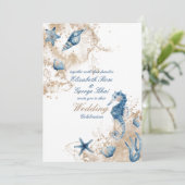 Ocean Sea Beach Seepferd Nautical Wedding Einladung (Stehend Vorderseite)