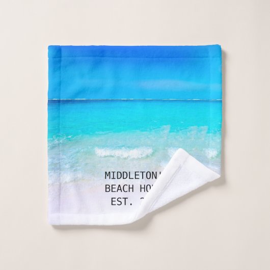 Ocean Sea Blue Beach House Familie Badhandtuch Set (Waschlappen)