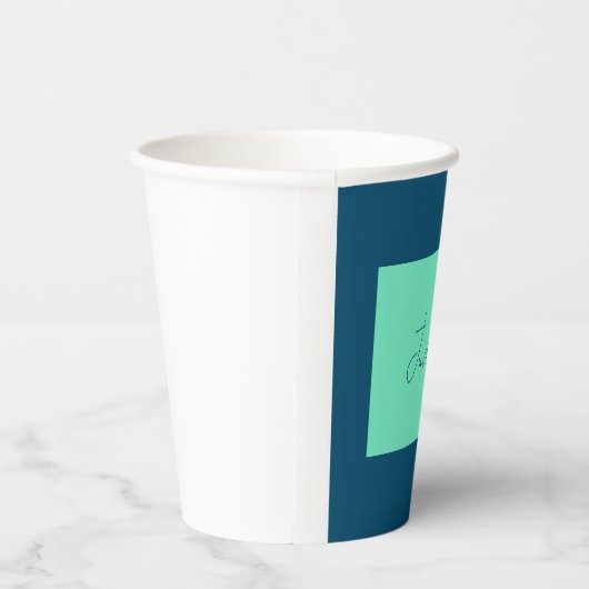 Ocean & Sea Blue Berufliche Kalligrafie Name Pappbecher (Rechts)