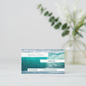 Ocean Sea Blue Waves Beach Aqua Modernes White Visitenkarte (Stehend Vorderseite)