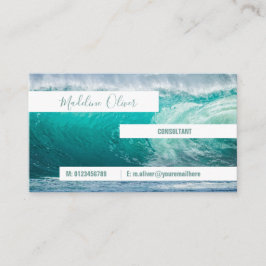 Ocean Sea Blue Waves Beach Aqua Modernes White Visitenkarte
