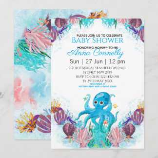 Ocean Sea Colorful Boy Octopus Babydusche Einladung