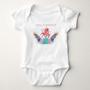 Ocean Sea Colorful Niedlich Baby Octopus 1. Geburt Strampler