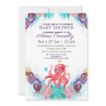 Ocean Sea Colorful Pink Octopus Baby Dusche