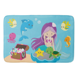 Ocean Sea Friends Niedlicher Cartoon Mermaid & Tre Badematte