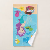Ocean Sea Friends Niedlicher Cartoon Mermaid & Tre Badhandtuch Set (Handtuch)