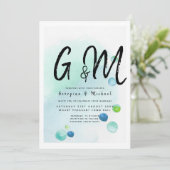 Ocean Sea Glass Ombre Türkis Blue Wedding Einladung (Stehend Vorderseite)