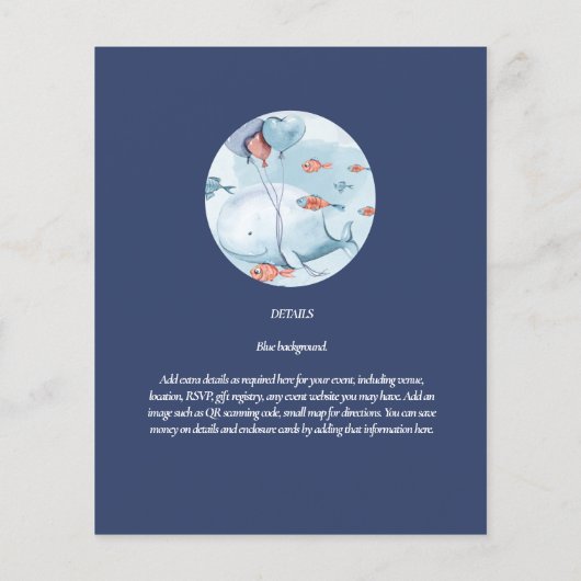 Ocean Sea Life BABY SHOWER Blauer Wal (Rückseite)