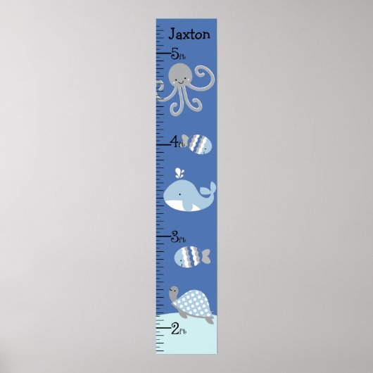 Ocean Sea Life Blue Gray Growth Chart Behalten auf Poster (Vorne)