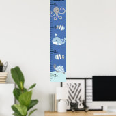 Ocean Sea Life Blue Gray Growth Chart Behalten auf Poster (Heimbüro)