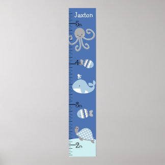 Ocean Sea Life Blue Gray Growth Chart Behalten auf Poster