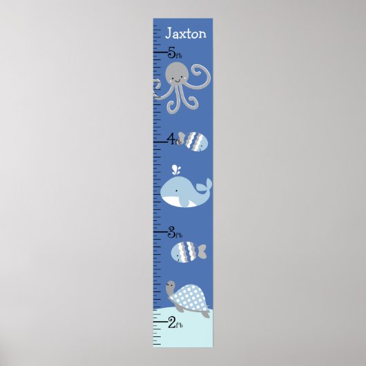 Ocean Sea Life Blue Gray Growth Chart Behalten auf Poster (Vorne)