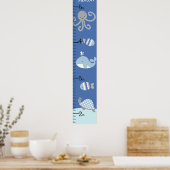 Ocean Sea Life Blue Gray Growth Chart Behalten auf Poster (Küche)