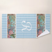Ocean Sea Life Fish Blue Monogram Beach House Badehandtuch (Badehandtuch)