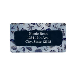 Ocean Sea Life Nautical Seashells Beach Wedding Adressaufkleber