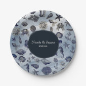 Ocean Sea Life Nautical Seashells Beach Wedding Pappteller (Vorderseite)
