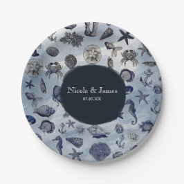 Ocean Sea Life Nautical Seashells Beach Wedding Pappteller