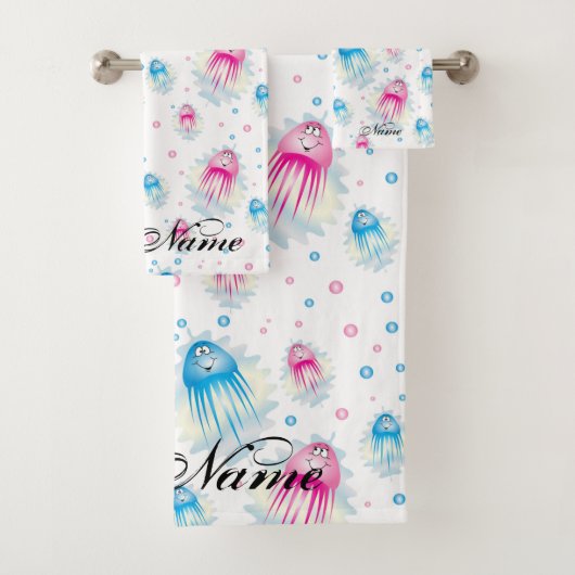 Ocean Sea Life Niedlich Jellyfish Personalisierte Badhandtuch Set (Insitu)