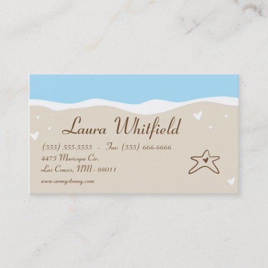Ocean Sea Muschel Water Sand Tide Business Card Visitenkarte (Vorderseite)
