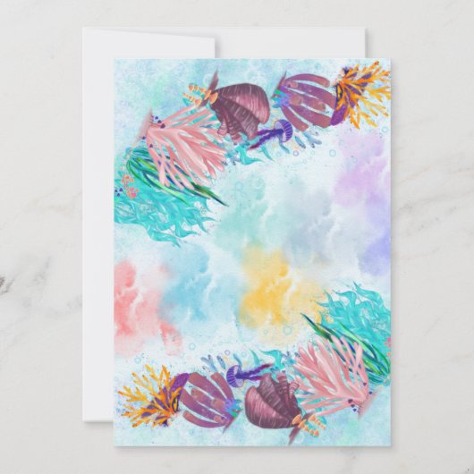 Ocean Sea Octopus farbenfrohe Virtual Baby Dusche  Einladung (Rückseite)