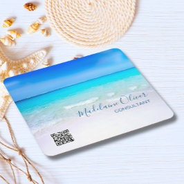 Ocean Sea QR Code Blue Square Rechteckiger Pappuntersetzer