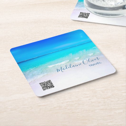 Ocean Sea QR Code Reiseführer von Agent Blue Squar Rechteckiger Pappuntersetzer (angewinkelt)