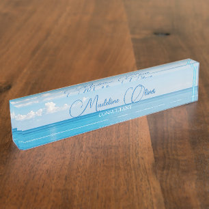 Ocean Sea Travel Aqua Blue Modern Namensplakette