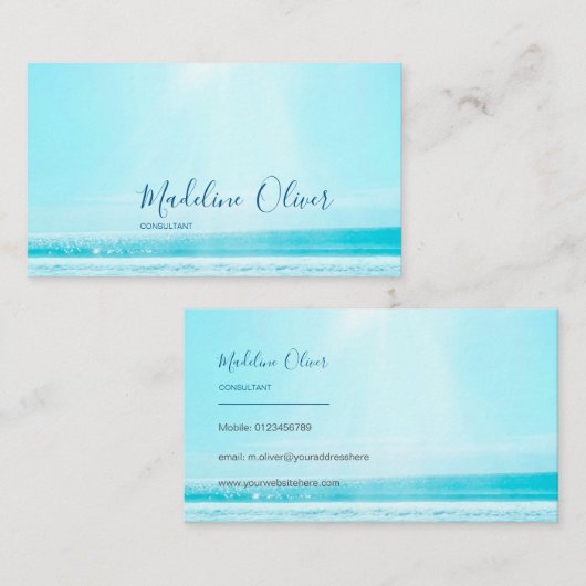 Ocean Sea Travel Blue Modern Beruflich Visitenkarte (Vorne/Hinten)