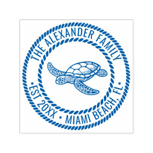Ocean Sea Turtle #7 Familienname Datum Loc Rope Permastempel
