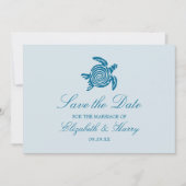 Ocean Sea Turtle, Sea Blue Beach Wedding Save The Date (Vorderseite)