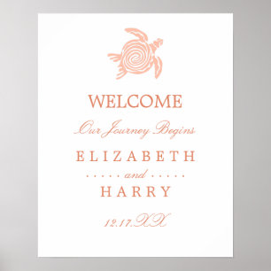 Ocean Sea Turtle, Soft Coral Beach Hochzeitsempfan Poster