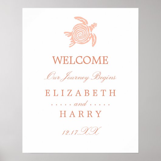 Ocean Sea Turtle, Soft Coral Beach Hochzeitsempfan Poster (Vorne)