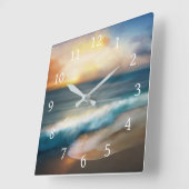 Ocean Sea View 283 Sunset Quadratische Wanduhr (Winkel)