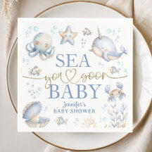 Ocean Sea You Soon Baby Shower Boy Blue Paper