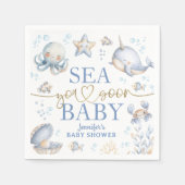 Ocean Sea You Soon Baby Shower Boy Blue Paper Serviette (Vorderseite)