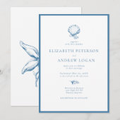 Ocean Seashell | Blue Wedding Einladung (Vorne/Hinten)