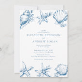 Ocean Seashell | Blue Wedding Einladung (Vorderseite)