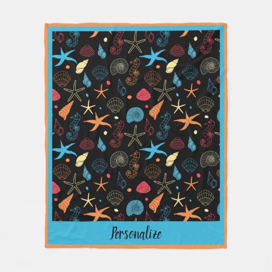 Ocean Seashell Starfish & Seepferd Beach Pattern Fleecedecke (Vorderseite)