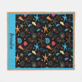 Ocean Seashell Starfish & Seepferd Beach Pattern Fleecedecke (Vorderseite (Horizontal))