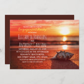 Ocean Seashell Sunset Beach Engagement Party Einladung (Vorne/Hinten)