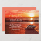 Ocean Seashell Sunset Beach Themed Wedding Einladung (Vorne/Hinten)