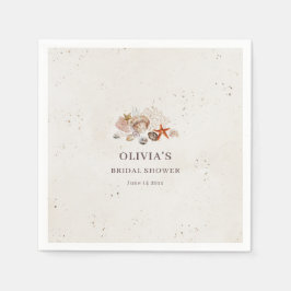 Ocean Seashells Beach Boho Coastal Bridal Shower Serviette