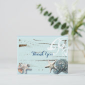 Ocean SeaShells Beach Wedding vielen Dank Postkarte (Stehend Vorderseite)