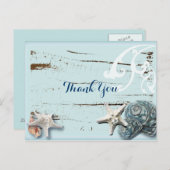 Ocean SeaShells Beach Wedding vielen Dank Postkarte (Vorne/Hinten)