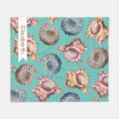 Ocean Seashells - Individuelle Name Fleecedecke (Vorderseite (Horizontal))