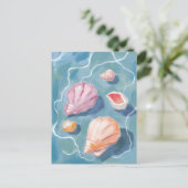 Ocean Seashells Pastel Watercolor Coastal Postkarte (Stehend Vorderseite)