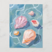 Ocean Seashells Pastel Watercolor Coastal Postkarte (Vorderseite)