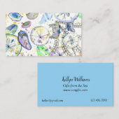 Ocean Seashells Sand Dollars Wasserfarbe Visitenkarte (Vorne/Hinten)