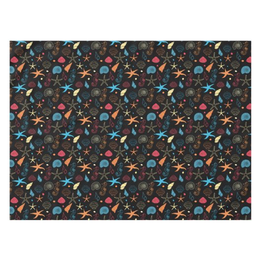 Ocean Seashells Starfish Seepferd Life Tischdecke (Vorderseite (Horizontal))